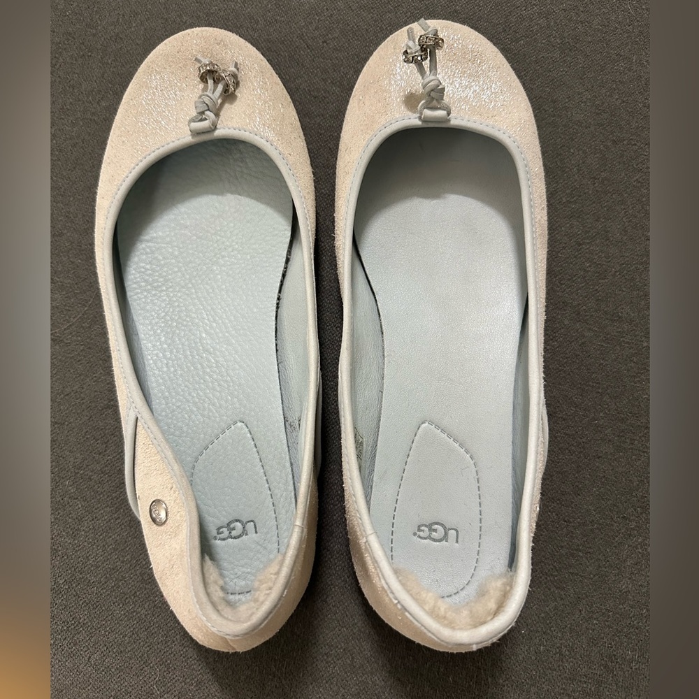 UGG Cream Flats with Silver Accents